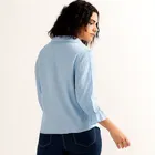 Women's Crinkled Button-Up Shirt, L 