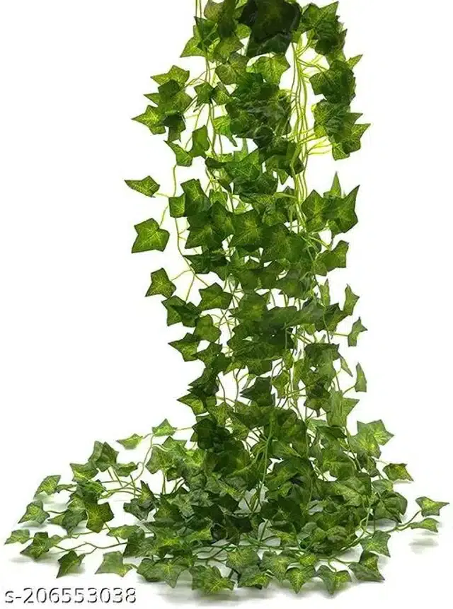 Plastic Artificial Hanging Leaves Garlands (Green, Pack of 12)