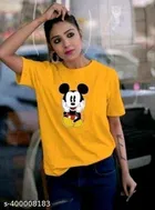 Cotton Blend Printed T-Shirt for Women, Black & Yellow, Pack of 2 