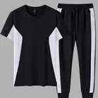Full Length Track Suit for Men (Black & White, XXL)