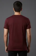 Cottont Blend  Printed T-shirt For Men, Maroon 