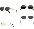 Vintage Oval Metal Sunglasses for Women ,Black