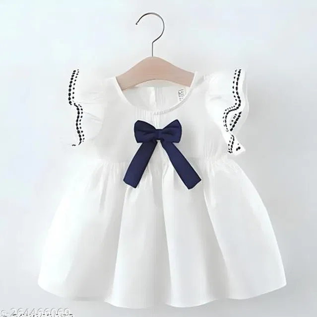 Crepe Frock for Girls (White, 18-24 Months)