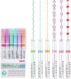 Linear Roller 6 Color Pens Highlighters with 6 Different Curve Shapes Superfine Nib Sketch Pens 
