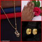 Alloy Pendant with Ring & 1 Pair Earrings for Women 