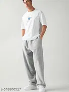 Cotton Blend Solid Trackpant for Men, Grey 