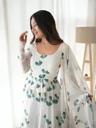 Georgette Printed Gown with Dupatta for Women 