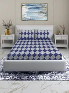 Arch Fab Blue Geometry Flat Double Bedsheet 88X90 Inch