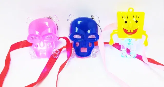 Plastic Three Kids Light Rakhi for Kids (Multicolor, Pack of 3)