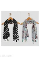 Poly Chiffon Scarves for Women, Multicolor, Pack of 2