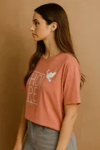 Cotton Blend Printed T-Shirt for Women 