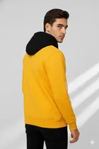 Fleece Printed Hoodie for Men, Yellow 