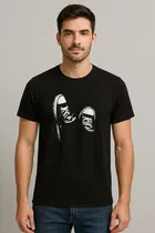 Round Neck Printed T-Shirt for Men (Black, XL)