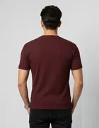 Polyester Round Neck T-shirt for Men, Maroon 