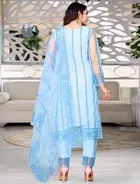 Net Solid Kurta Set with Dupatta for Women 