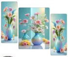 Akarts blue floral bouquet painting set of 3 12x18in