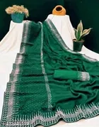 Organza Embellished Saree For Women, Green