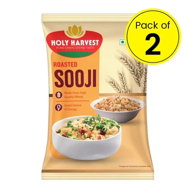Holy Harvest Roasted Sooji 2X500 g (Pack of 2)