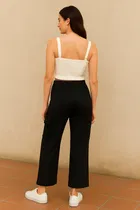 Poly Rib Straight Trouser / Pant for Women 