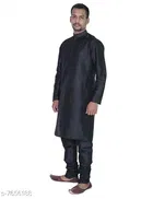 Dupion Silk Solid Kurta with Pyjama for Men 