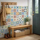 Indian Royals Multicolour Tiles Luxury High Glossy  WaterProof , Stain Resistance Wallpaper 