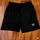 Polyester Solid Shorts for Men (Black, L)