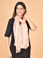 Net Self-Design Dupatta for Women (Pink, 2.2 m)