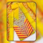 Chanderi Cotton Embroidered Unstitched Suit Fabric, Yellow