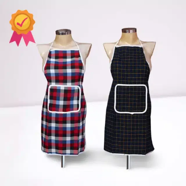Cotton Kitchen Aprons (Multicolor, Pack of 2)