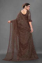 Net Solid Saree for Women 
