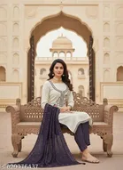 Embroidered Floral Palazzo Suit Set 