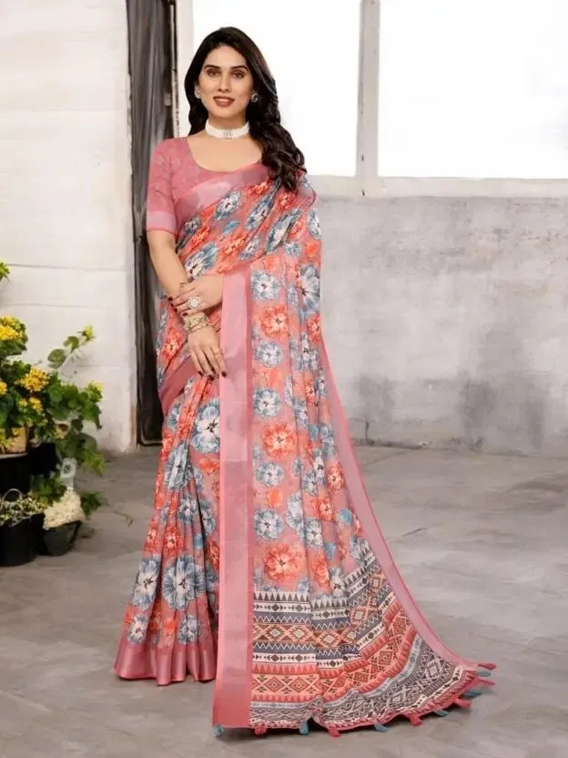 Silk Woven Design Saree for Women, Orange (6.3 m)