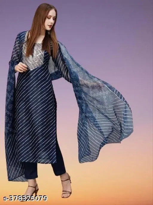 Kurta Set for Women (Navy Blue, XXL)