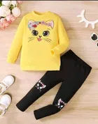 Hosiery Cotton Printed Clothing Set for Boys, Yellow & Black 