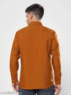 Cotton Blend Solid Shirts for Men, Brown 