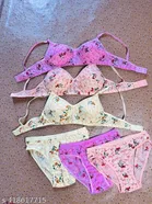 Cotton Blend Printed Lingerie Set for Women 