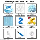 Pokemon Pikachu Theme 2nd Happy Birthday Decoration Items For Girls, Multicolor, Pack of 112