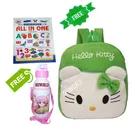 Combo of Fabric School Bag, Water Bottle with All in One Book for Kids 