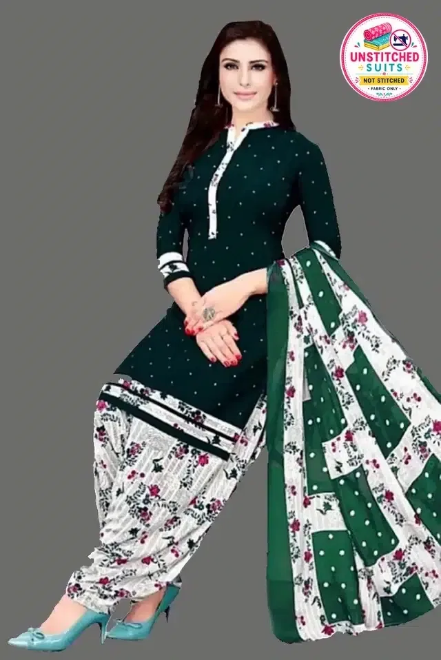 Unstitched Dress Material for Women & Girls (Green)