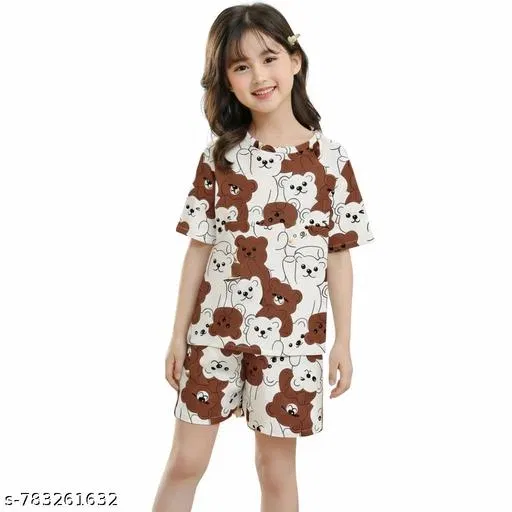 Night Suit for Girls (White, 9-10 Years)