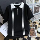 Cotton Blend Colorblocked Polo Neck T-Shirt for Men, Black 
