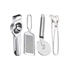 Oc9 Stainless Steel Lemon Squeezer & Cheese Grater & Pizza Cutter & Pakkad Kitchen Tool Set 