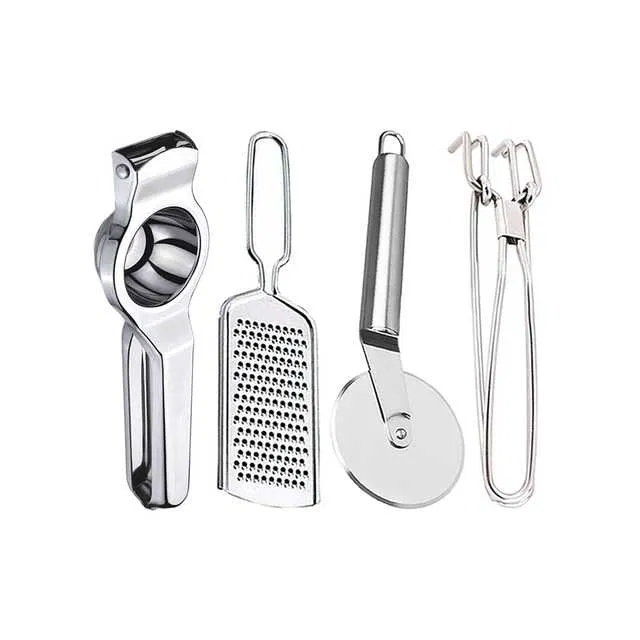 Oc9 Stainless Steel Lemon Squeezer & Cheese Grater & Pizza Cutter & Pakkad Kitchen Tool Set (O-60)
