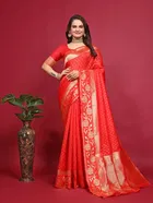 Silk Woven Design Saree for Women, Red 