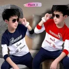 Cotton Blend Printed T-shirt for Boys, Red & Blue 
