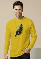 Polyester Printed T-shirt for Men, Mustard 