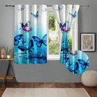Blue Butterflies Designed Digital Printed Window Curtain 5ft pack of 1