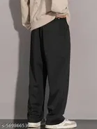 Cotton Blend Solid Trackpant for Men, Black 