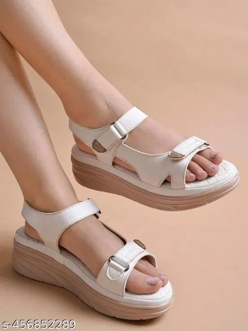 Shoetopia Platform Sandals White Open Toe IND-9