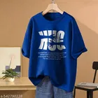 Cotton Blend Printed T-shirt for Women, Blue 